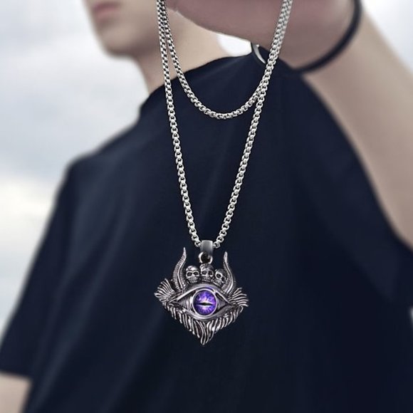 💝Turkish devil skull Eye Unisex Pendant Necklace, BL55590191 - Picture 4 of 4